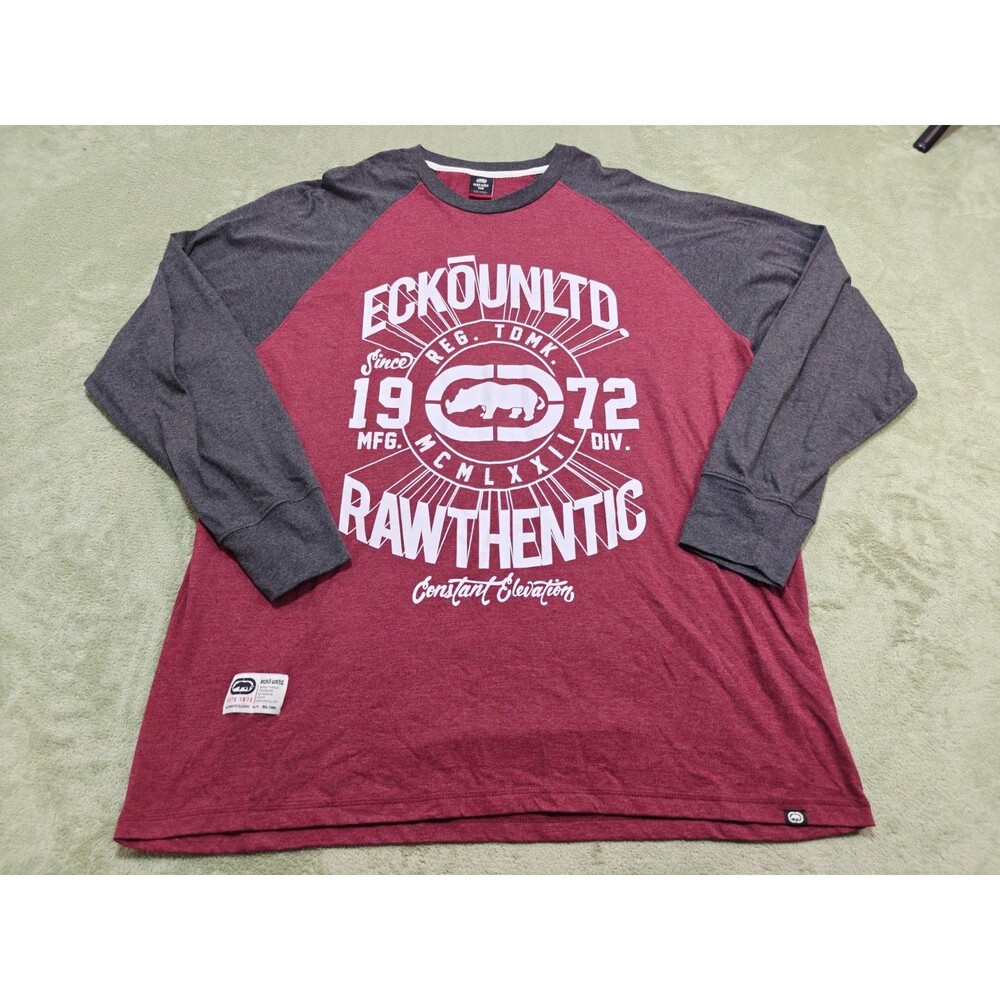 Ecko Unltd Mens 3XB Big & Tall Rawthentic Rhino Raglan LS Graphic Tee Shirt